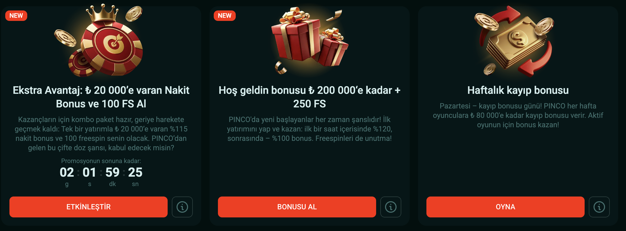 Pinco bonus karşılaştırma görseli